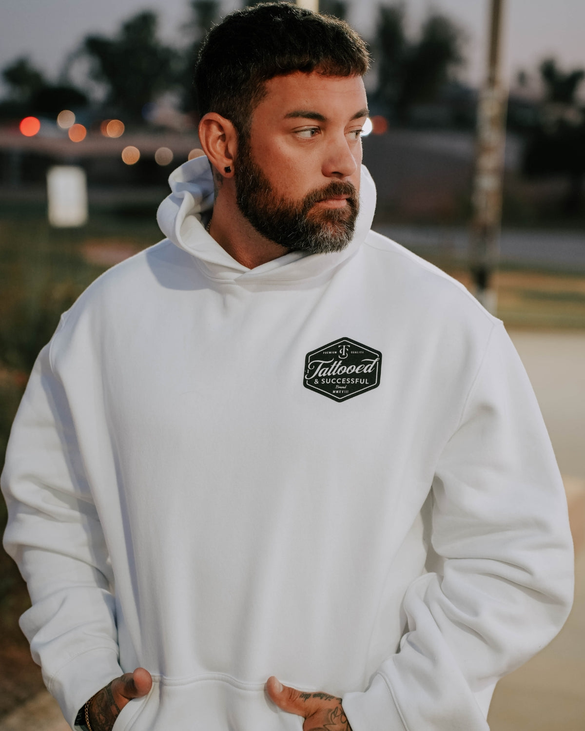 Brand Relax Hoodie- White